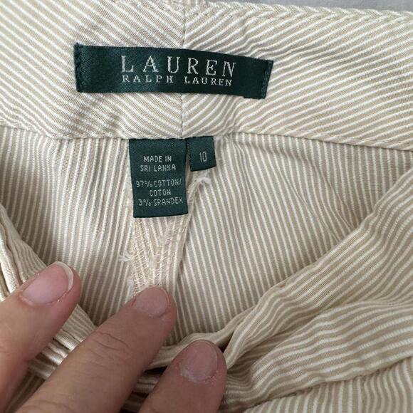 Vintage Ralph Lauren Cream Pinstripe Pants Straight Leg Career/Office Trouser-10 - Picture 2 of 7